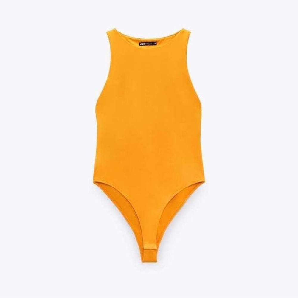 🖤Zara Bright Orange Sleeveless Bodysuit
